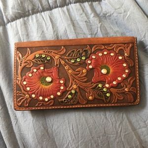 Cute rhinestone bohemian leather wallet